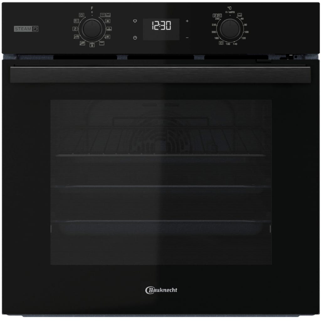 BAUKNECHT Einbaubackofen BBA2S85PU1K, mit 1-fach-Teleskopauszug, Pyrolyse-Selbstreinigung, GentleSteam – für ein saftiges Inneres und ein knuspriges Äußeres