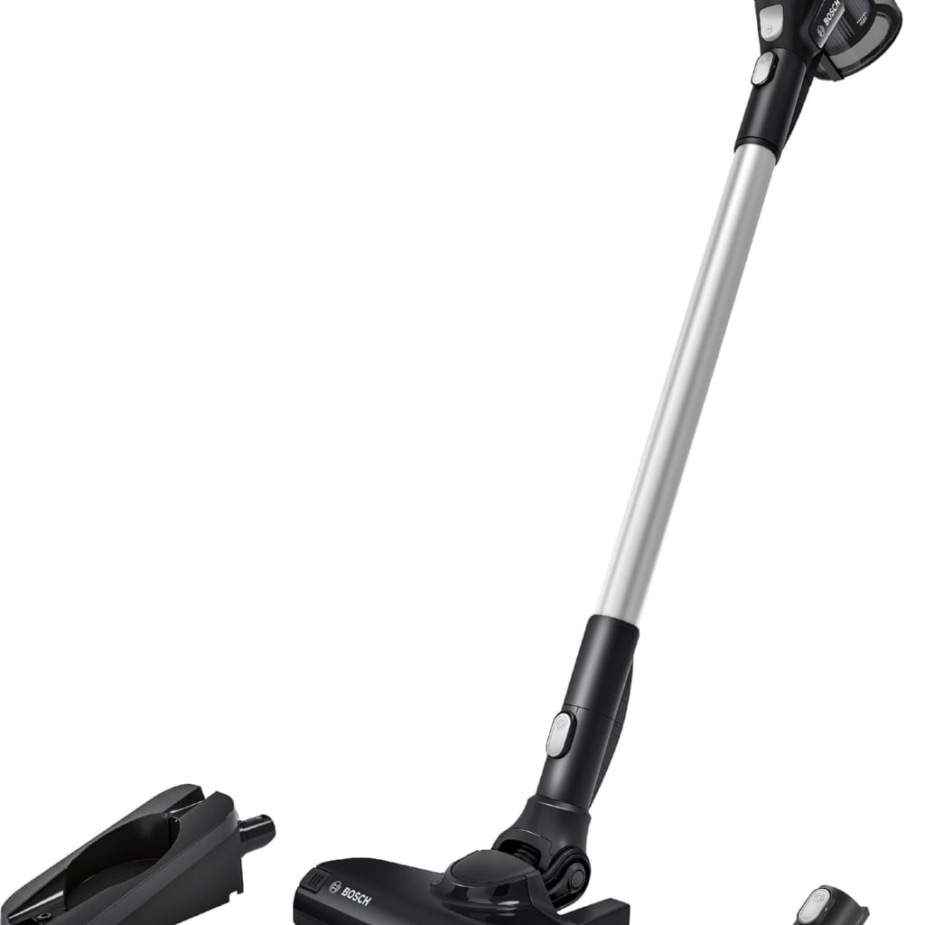 BOSCH Akku-Stielstaubsauger Unlimited 6 BKS611MTB, Hygiene-Filter, 10 Jahre Motorgarantie, leicht, beutellos, alle Bodenarten, hohe Saugkraft, lange Laufzeit, Mini-Turbo-Düse, weiß