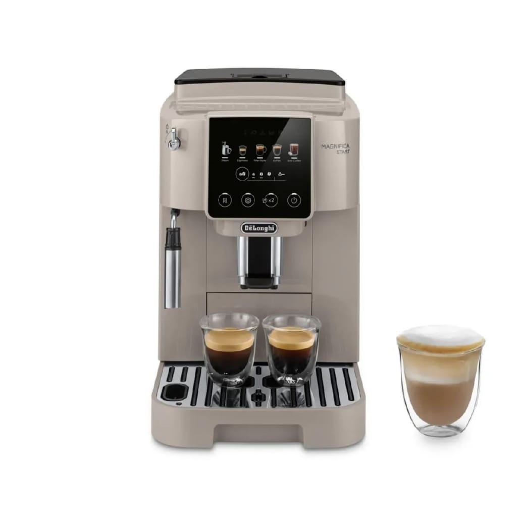De'Longhi Kaffeevollautomat Magnifica Start Pop ECAM220.50.BG - 5 Rezepte, Milchschaumdüse, beige, Intuitives Touch Bedienfeld, Iced Coffee, einstellbares Aroma