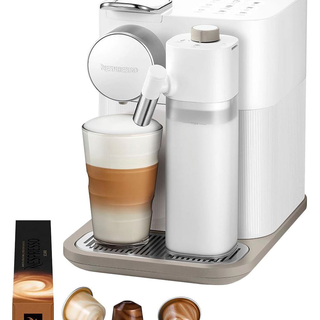 NESPRESSO Kapselmaschine Gran Lattissima EN640.W von DeLonghi, weiß, inkl. Willkommenspaket mit 7 Kapseln