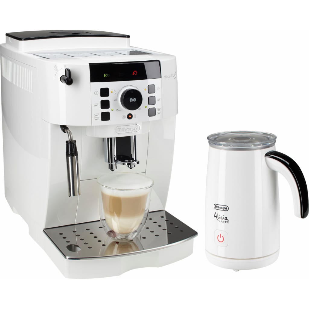 De'Longhi Kaffeevollautomat Magnifica S ECAM21.118.W - mit Barista-Milchaufschäumer, Weiß, Direktwahltasten, Kegelmahlwerk (13 Mahlgrade), 15 Bar Pumpendruck