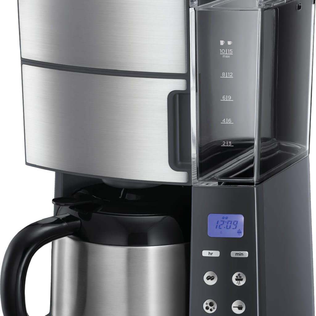 RUSSELL HOBBS Kaffeemaschine mit Mahlwerk Grind & Brew 25620-56, 1,25l Kaffeekanne, Papierfilter 1x4, 1,25l Thermokanne, 1 bis 10 Tassen, Digitaler Timer, Papierfilter 1x4