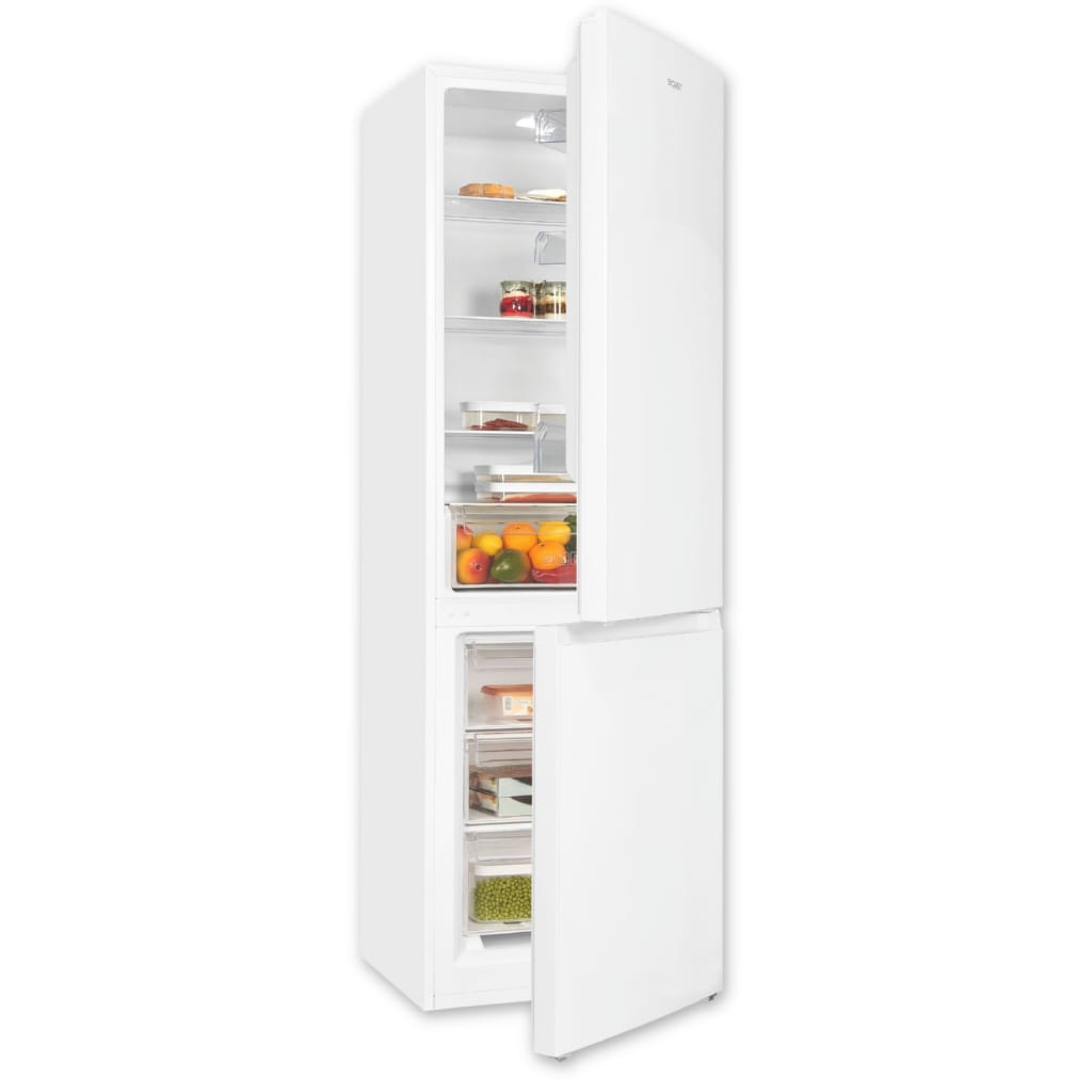 exquisit Kühl-/Gefrierkombination KGC5320-95-E-040C, 185.8 cm hoch, 60 cm breit, verstellbare Glasablagen, optischer Alarm, höhenverstellbare Füße