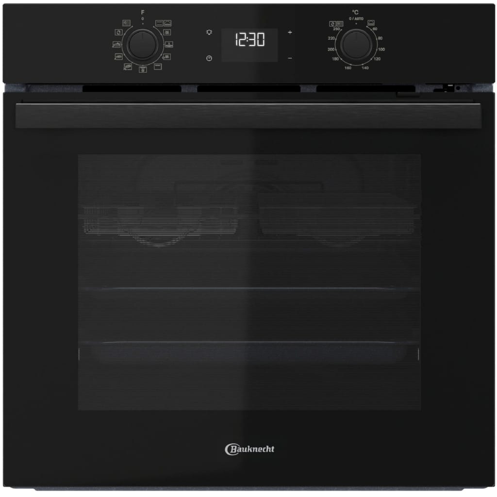 BAUKNECHT Einbaubackofen BBA285PU1ZK, mit 1-fach-Teleskopauszug, Pyrolyse-Selbstreinigung, Easy Grill - einfaches Grillen im Backofen, Pizzafunktion