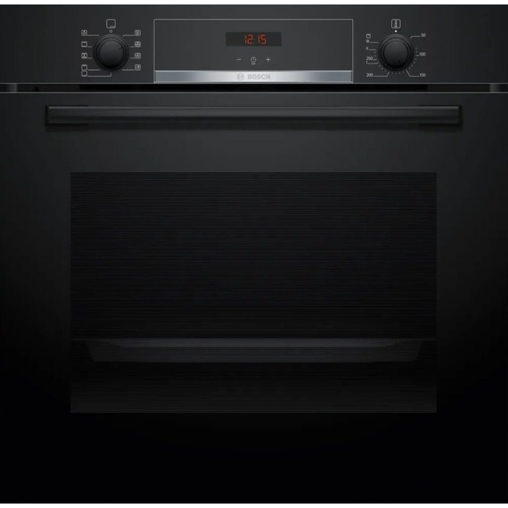 BOSCH Backofen Schwarz Hydrolyse Pizzafunktion Teleskopauszug HBA534EB3, mit 1-fach Teilauszug