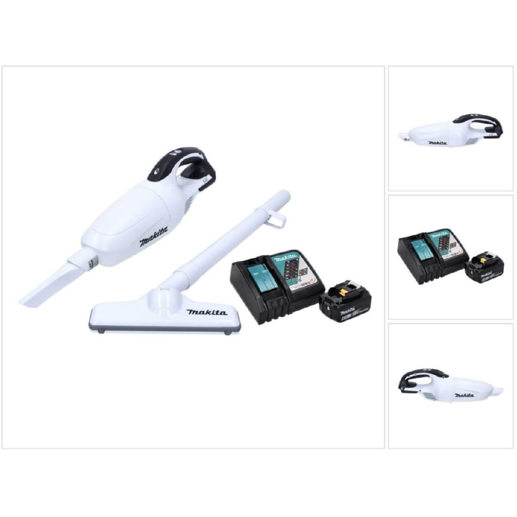 Makita Akku-Handstaubsauger DCL 181 FRG1W Akku Staubsauger 18 V Weiß + 1x Akku 6,0 Ah + Ladegerät