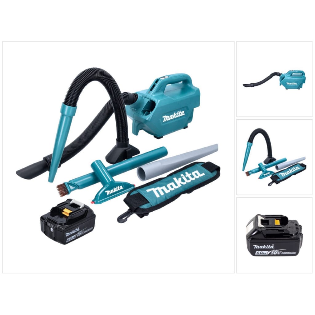 Makita Akku-Handstaubsauger DCL 184 G1 Akku Staubsauger 18 V 54 mbar 0,5 l + 1x Akku 6,0 Ah - ohn