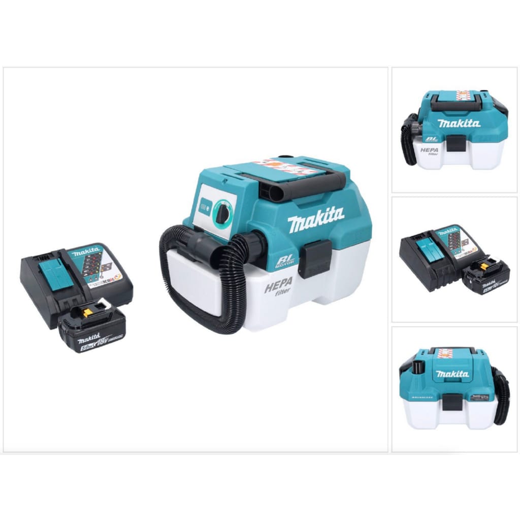 Makita Akku-Handstaubsauger DVC 750 LRT1 Akku Staubsauger LXT 18 V 67 mbar 7,5 l Brushless + 1x A