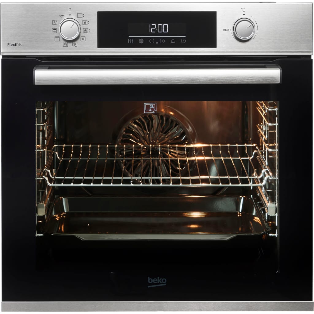 BEKO Pyrolyse Backofen BBIM12300XMPEF, mit 1-fach-Teleskopauszug, Pyrolyse-Selbstreinigung, FlexiCrisp – Knusprige Perfektion ohne Verschieben des Blechs