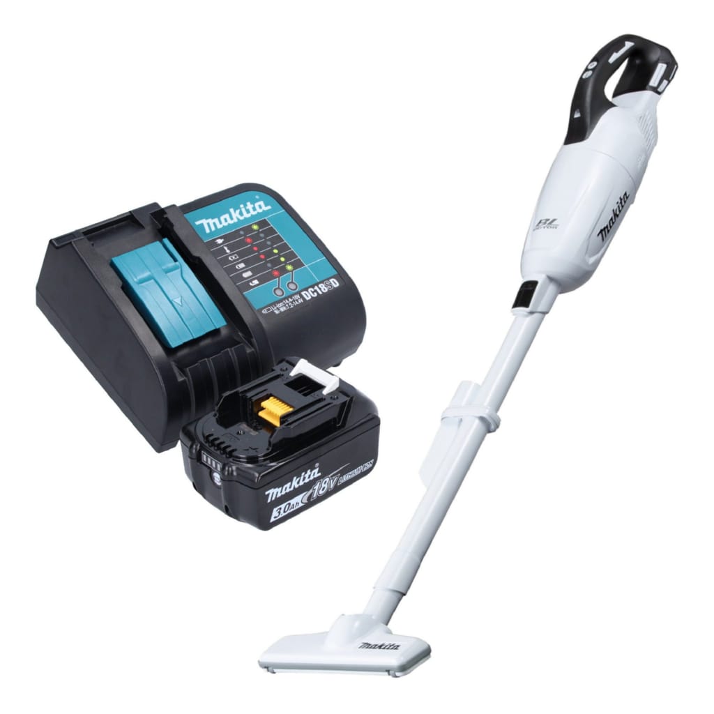 Makita Akku-Handstaubsauger DCL 281 FSF1W 18 V weiß Brushless + 1x Akku 3,0 Ah + Ladegerät